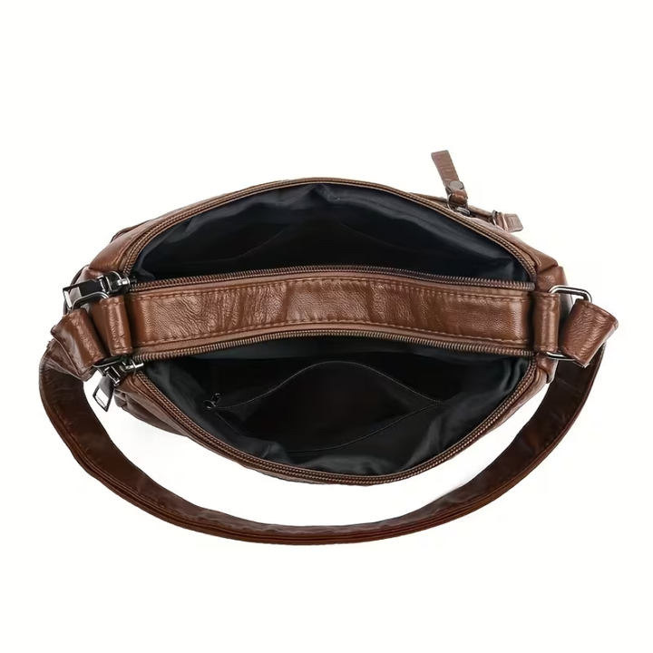Multi-Pocket Leather Crossbody Bag
