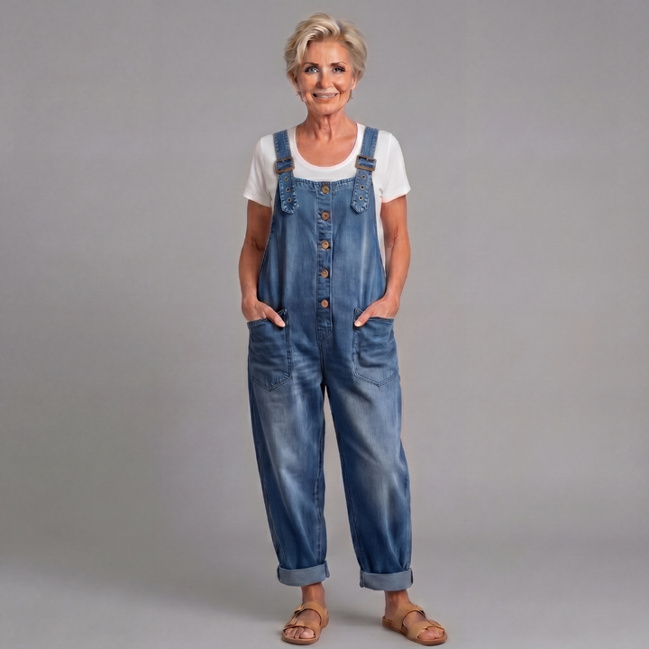 Vintage Washed Cotton Denim Overall