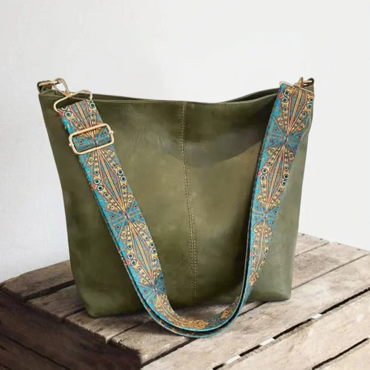 Woven-Strap Leather Tote Bag