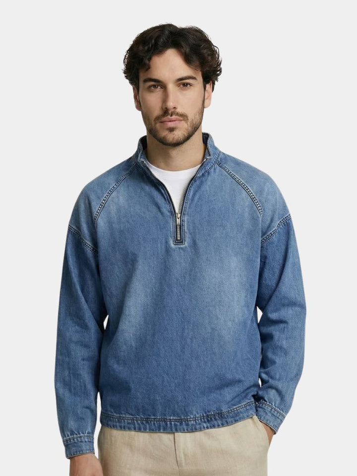Stonewashed Denim Quarter-Zip