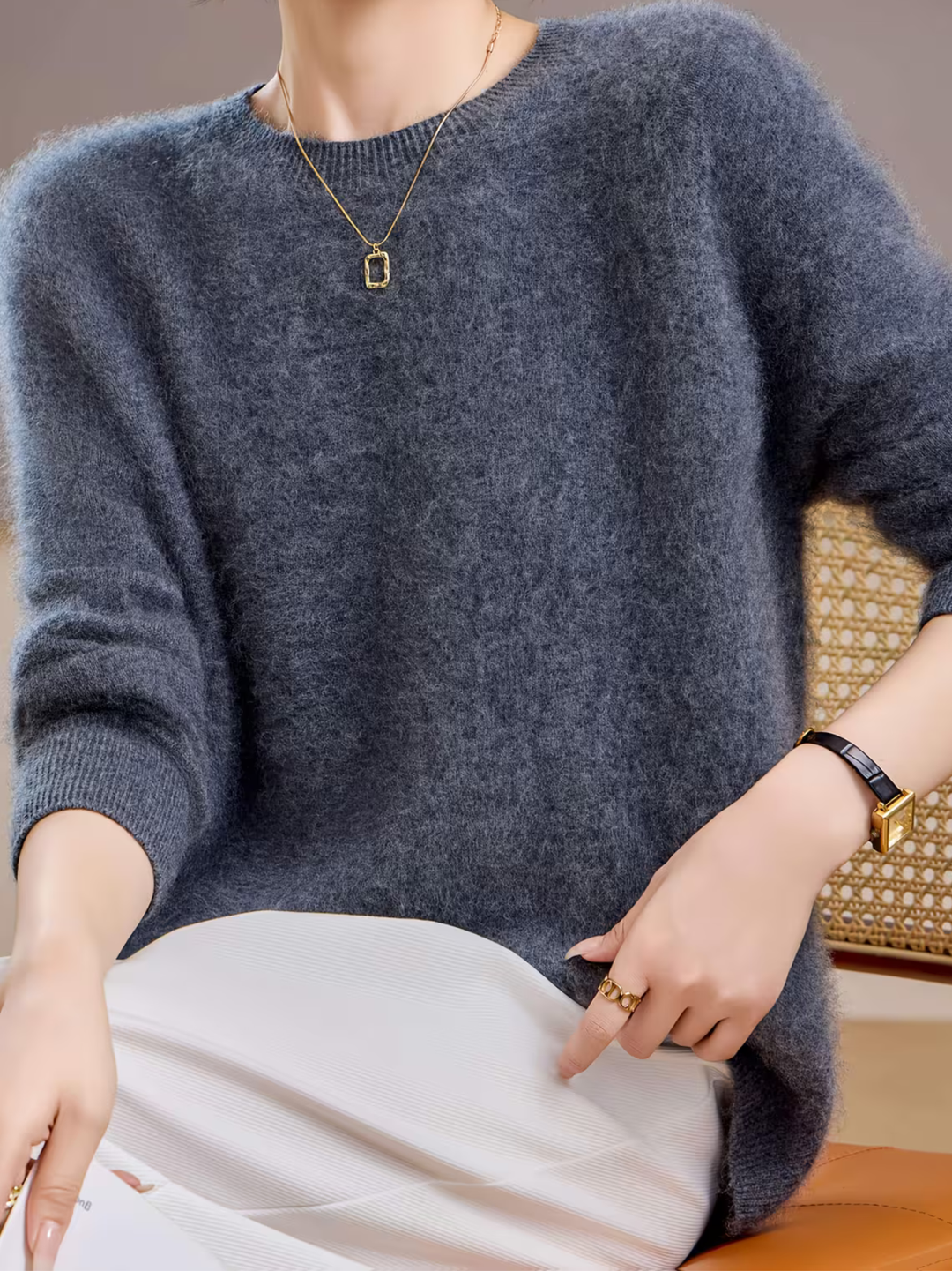 Hélène | Pull cachemire brossé col rond (kopie)
