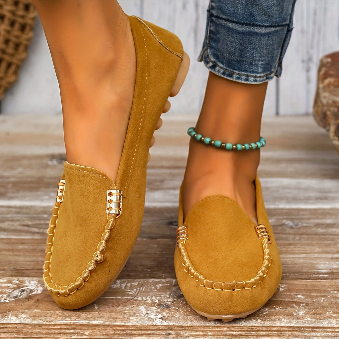 Structured Leather Round-Toe Loafers