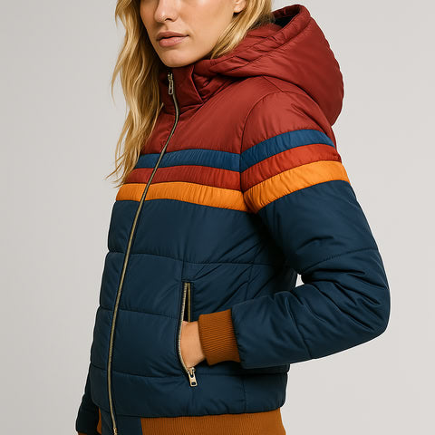 Colour-Block Hooded Puffer