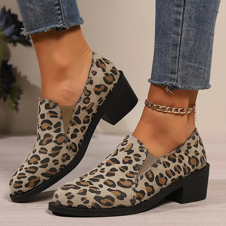 Leopard Print Structured Toe Loafers