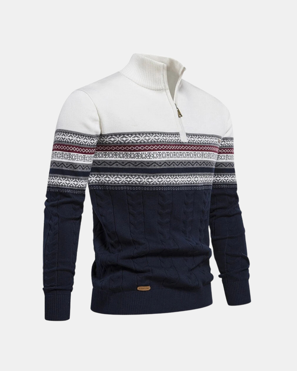 Frederico Cotton Zip Jumper with Pattern