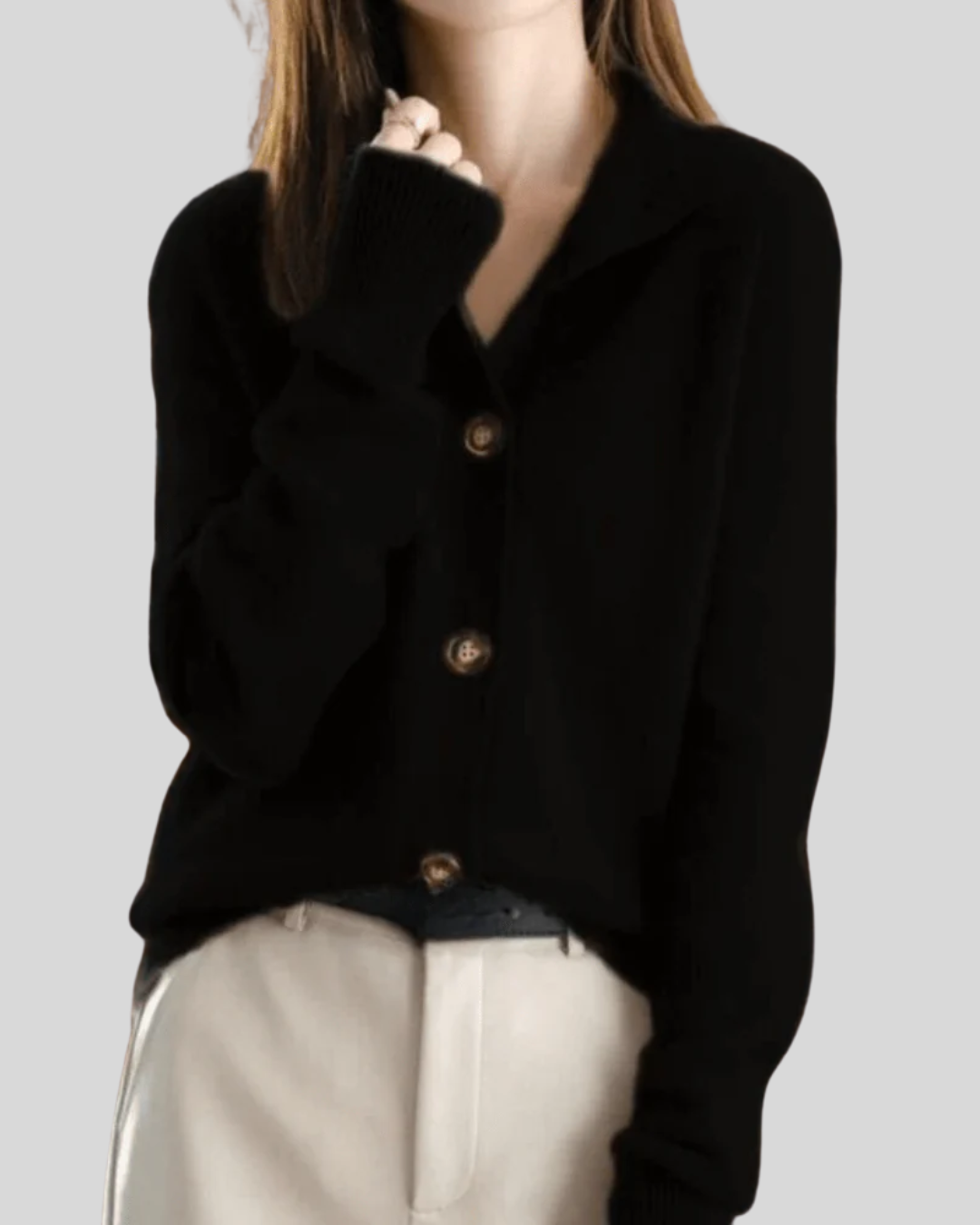 Camille | Cardigan en cachemire boutonné col rond (kopie)