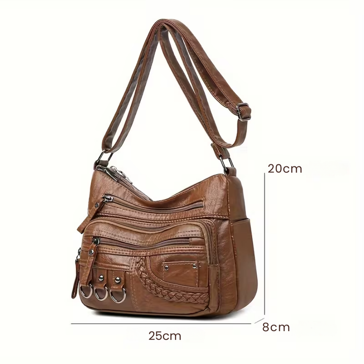 Multi-Pocket Leather Crossbody Bag