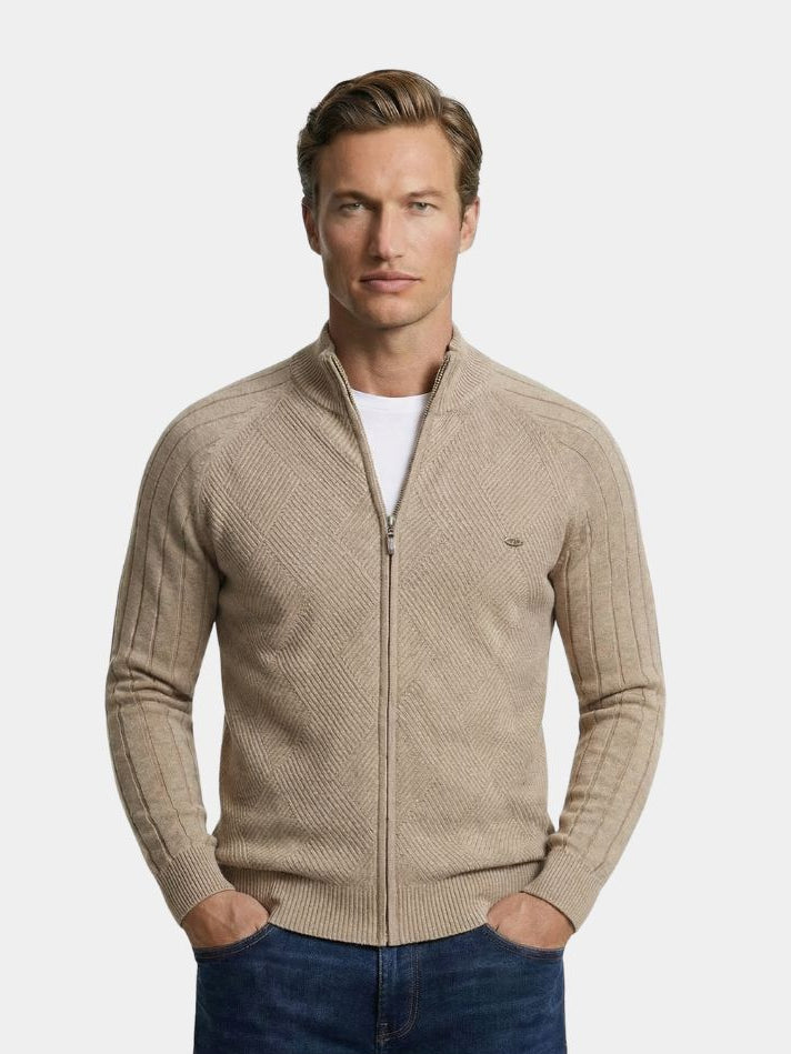 Jacquard Knit Zip Jacket