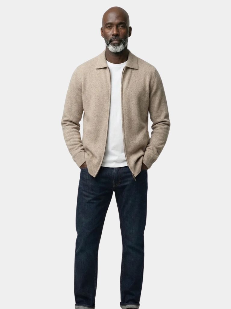 Cashmere Knit Zip Jacket