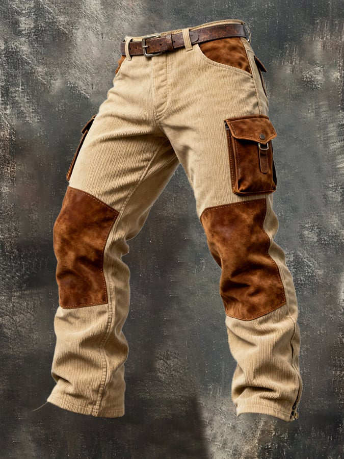 Beige Corduroy Cargo Trouser