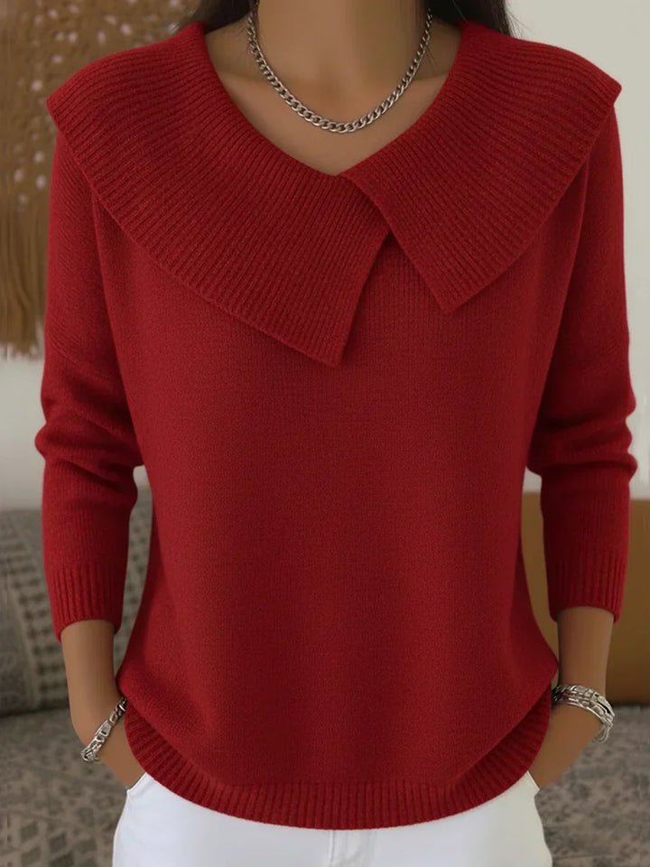 Ribbed Knit Jumper with Collar