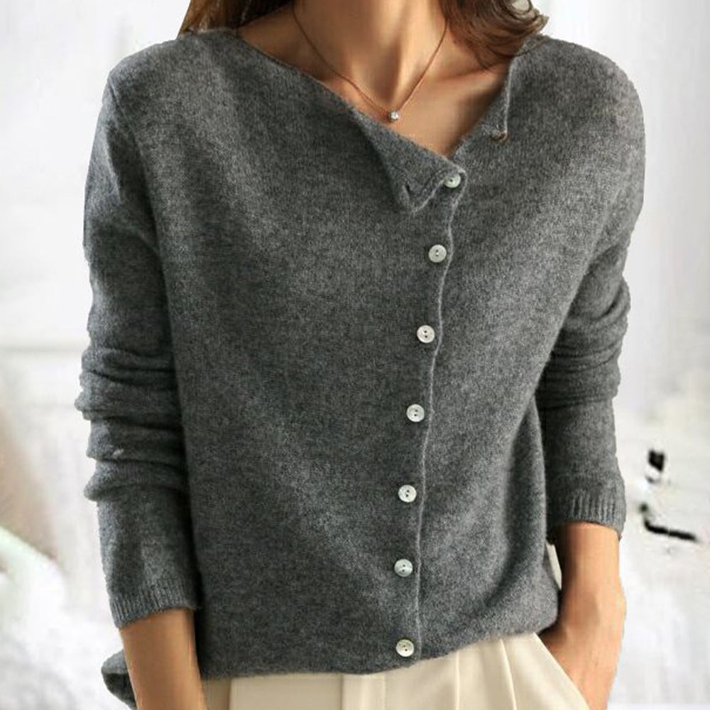 Silvia | Cardigan en cachemire à col asymétrique boutonné (kopie)