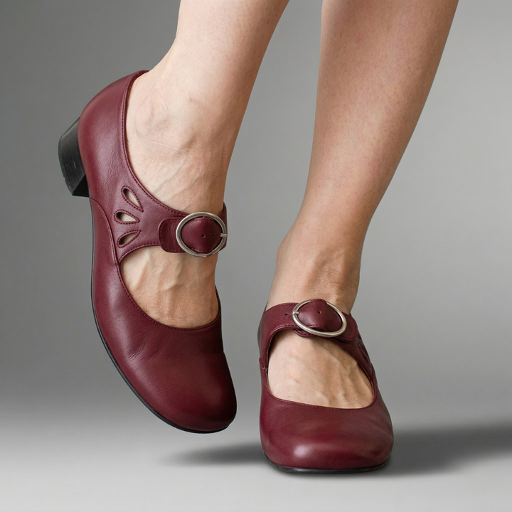 Leather Buckle Heels