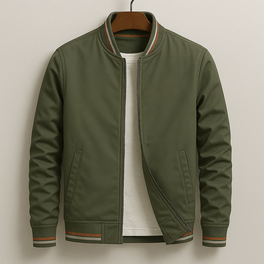Striped Trim Zip Jacket