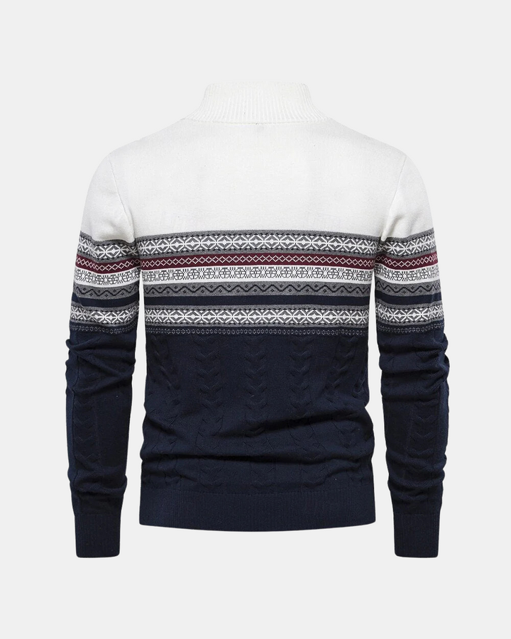 Frederico Cotton Zip Jumper with Pattern