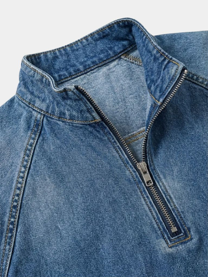 Stonewashed Denim Quarter-Zip