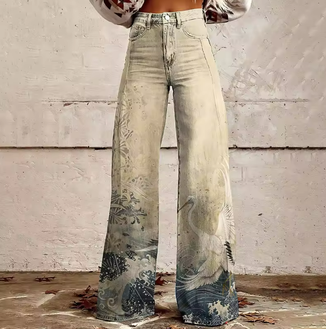 Sylvia | Wave Print Jeans