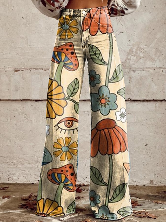 Willa | Illustrated Floral Jeans