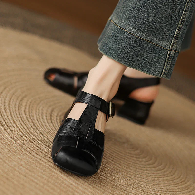 Premium Leather T-Strap Sandals