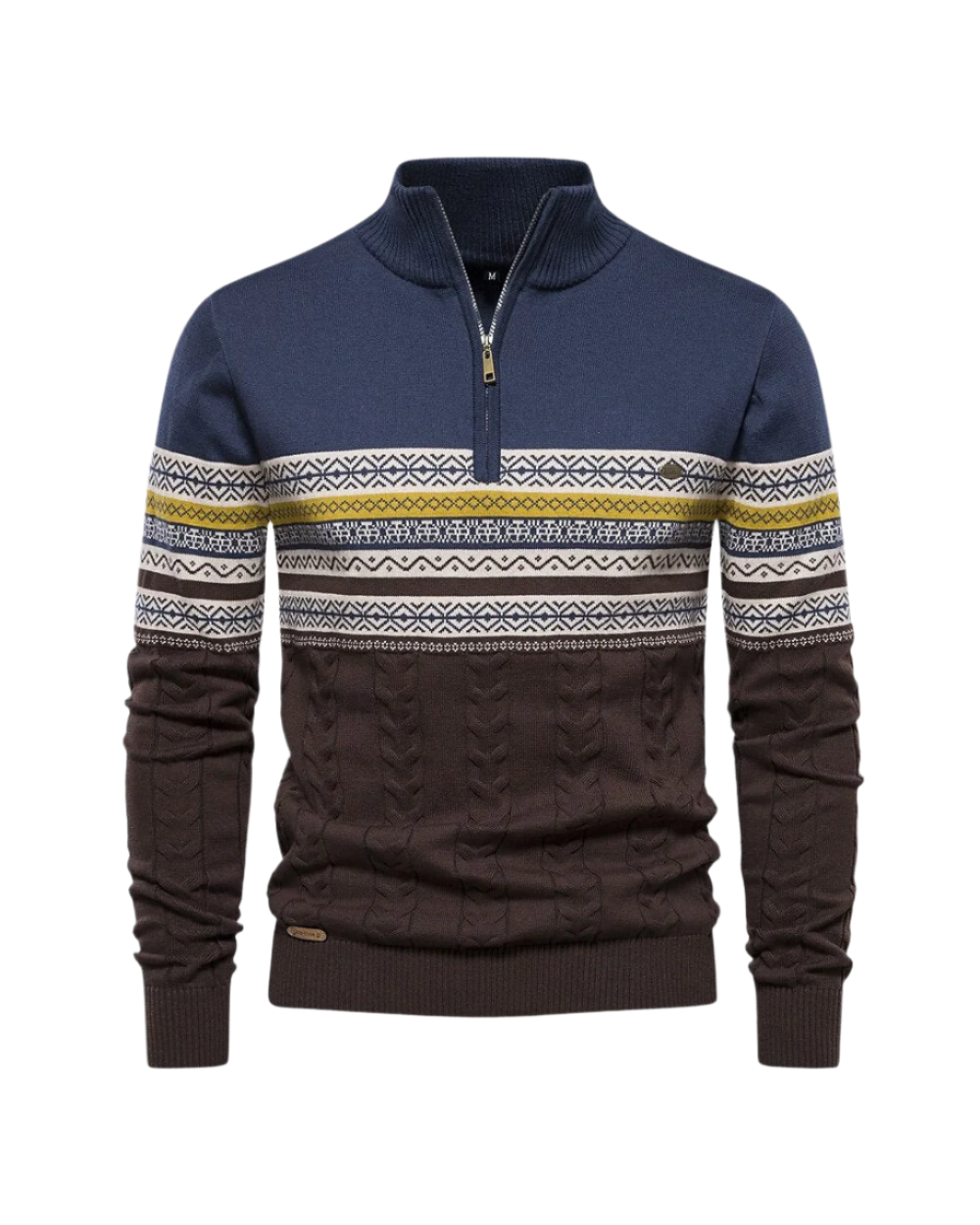 Frederico Cotton Zip Jumper with Pattern