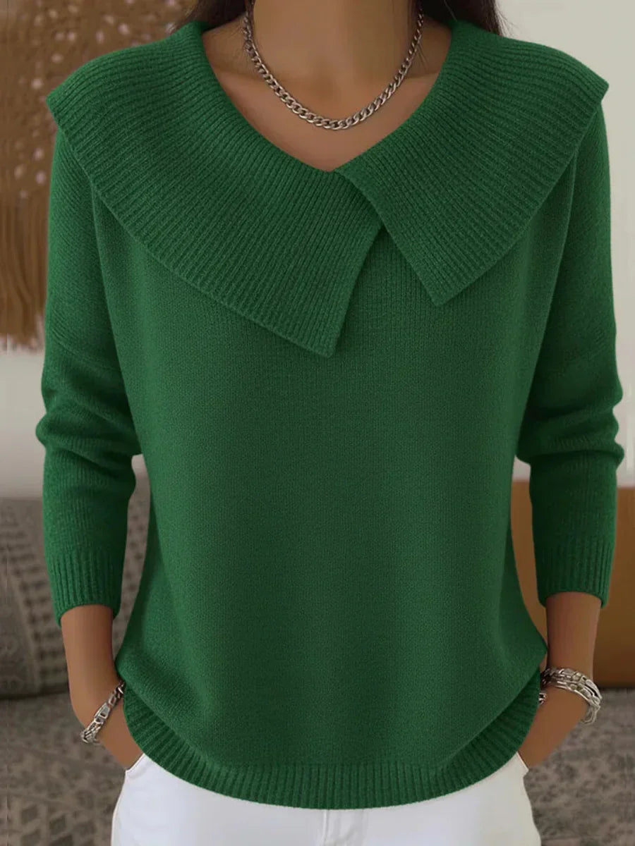 Ribbed Knit Jumper with Collar