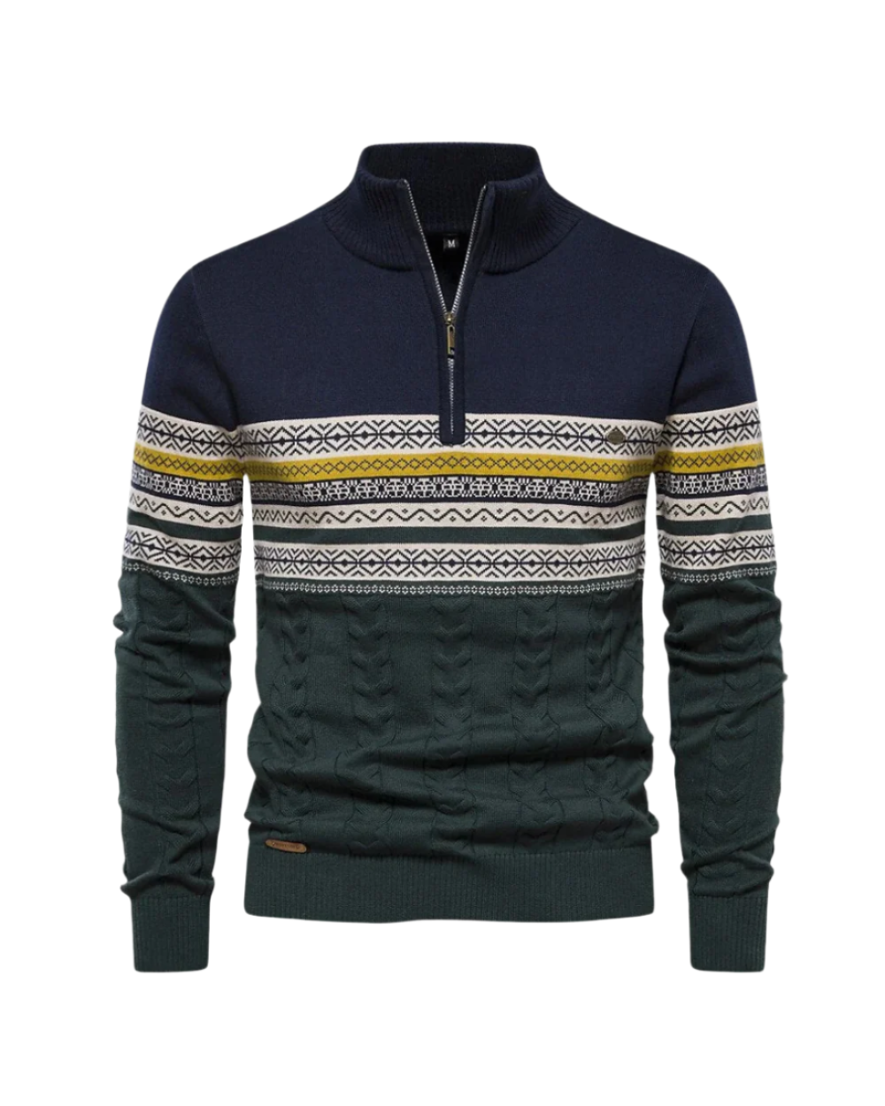 Frederico Cotton Zip Jumper with Pattern
