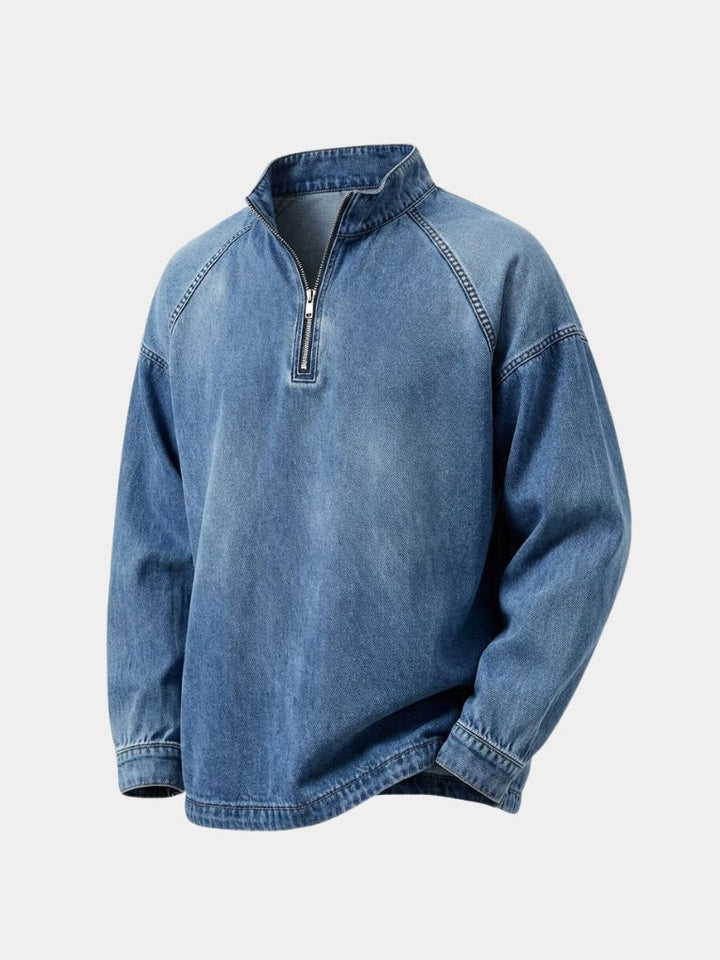 Stonewashed Denim Quarter-Zip