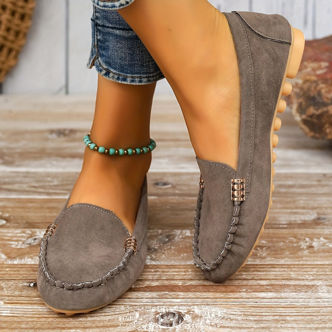 Structured Leather Round-Toe Loafers