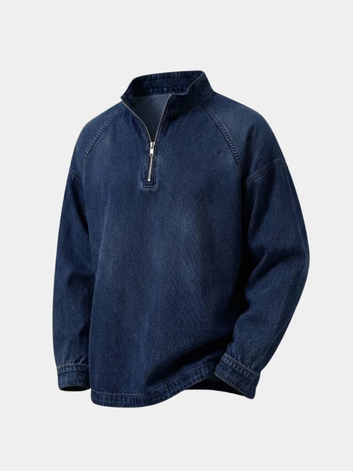 Stonewashed Denim Quarter-Zip