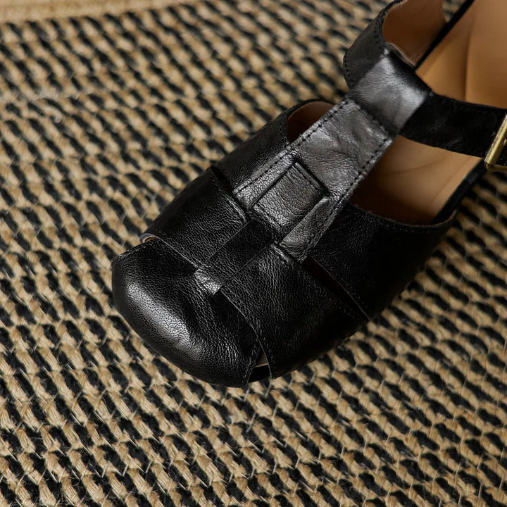 Premium Leather T-Strap Sandals