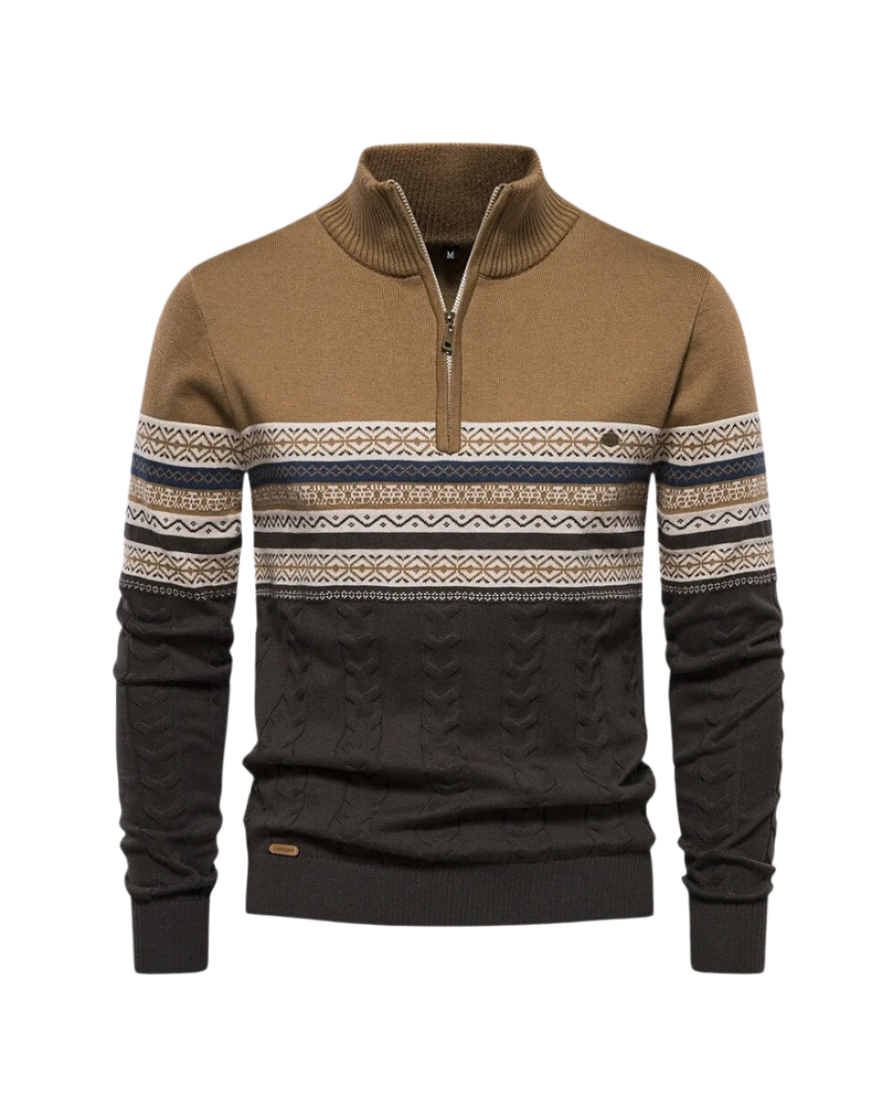 Frederico Cotton Zip Jumper with Pattern