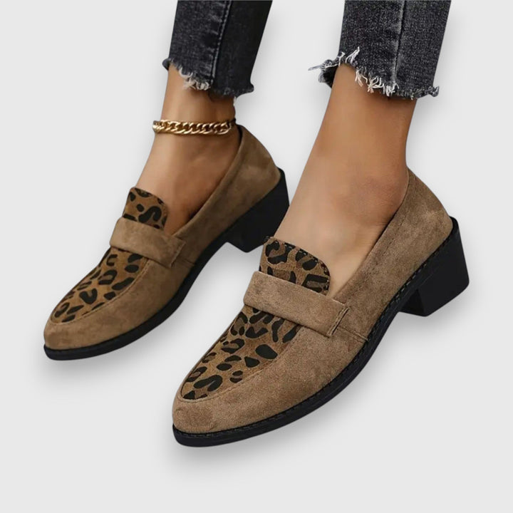 Grège Parisien Leopard Print Round-Toe Loafers