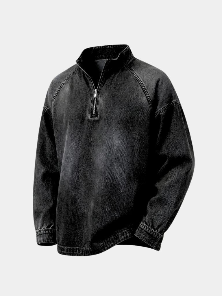 Stonewashed Denim Quarter-Zip