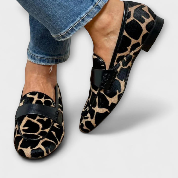 Leopard Print Buckle Loafers