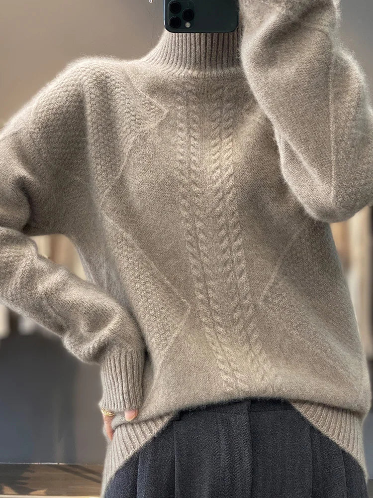 Cable-Knit Cashmere Roll-Neck Jumper