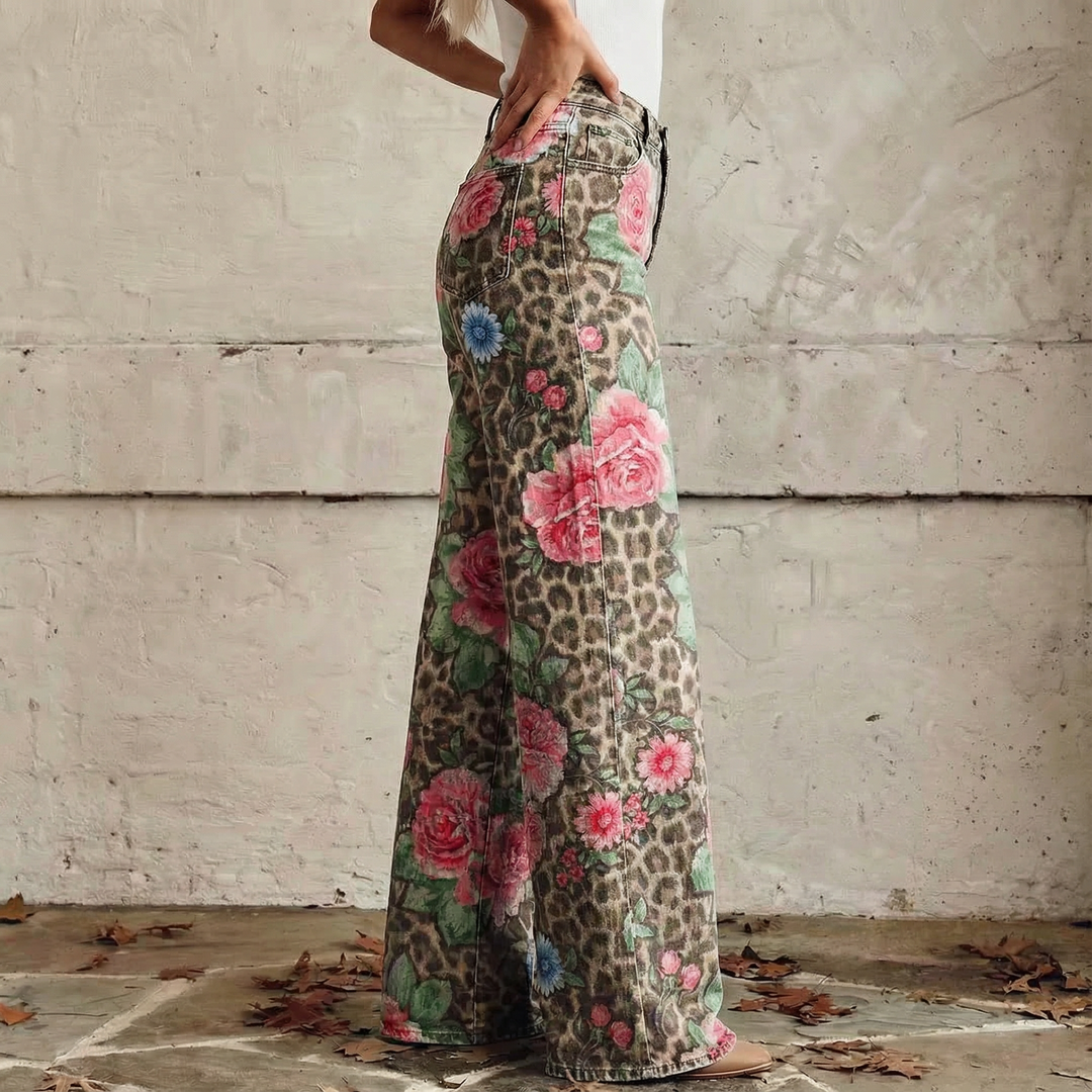 Vanessa | Leopard Floral Jeans