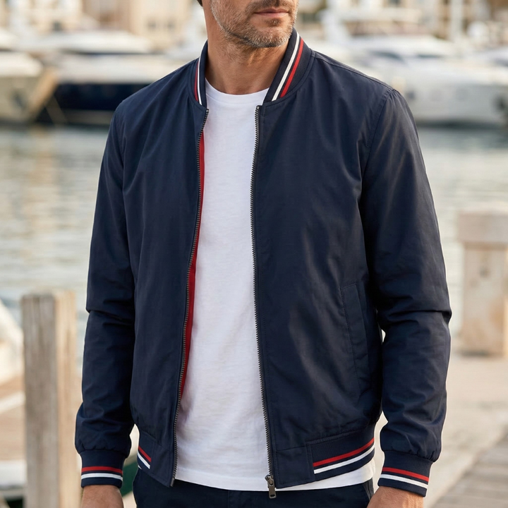 Striped Trim Zip Jacket
