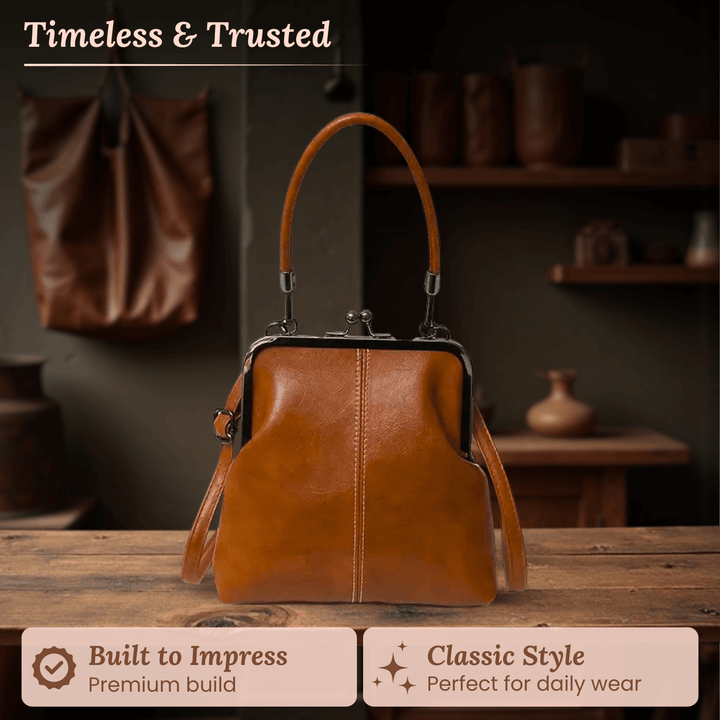 Vintage Frame Leather Handbag