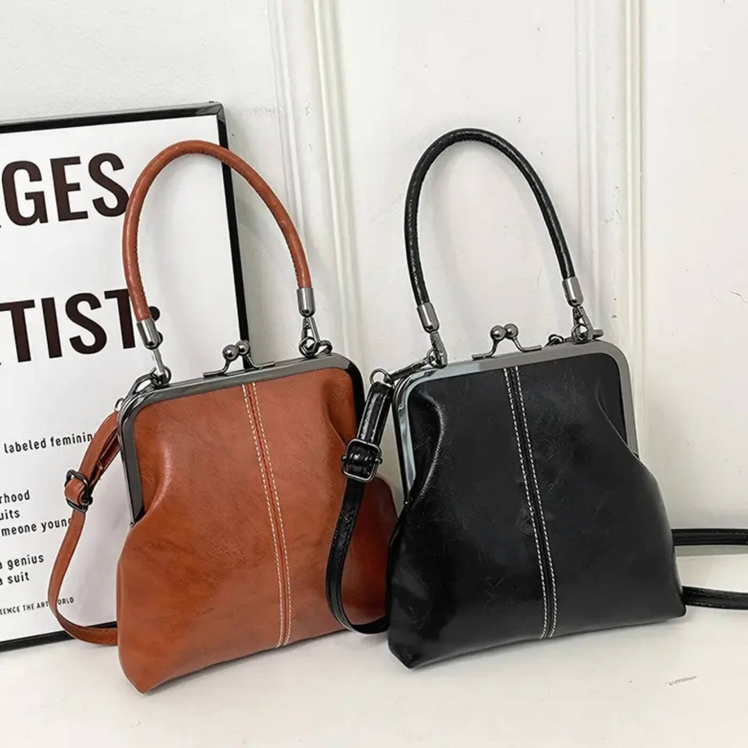 Vintage Frame Leather Handbag