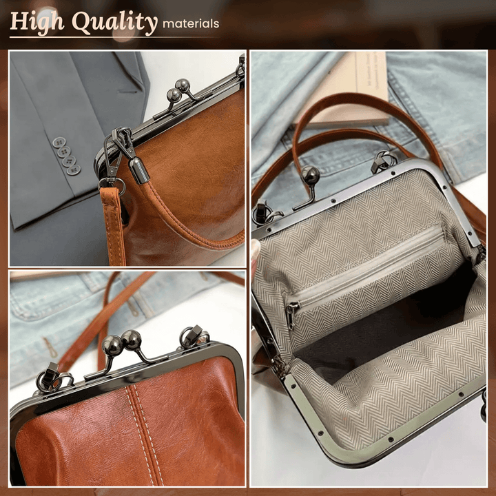 Vintage Frame Leather Handbag