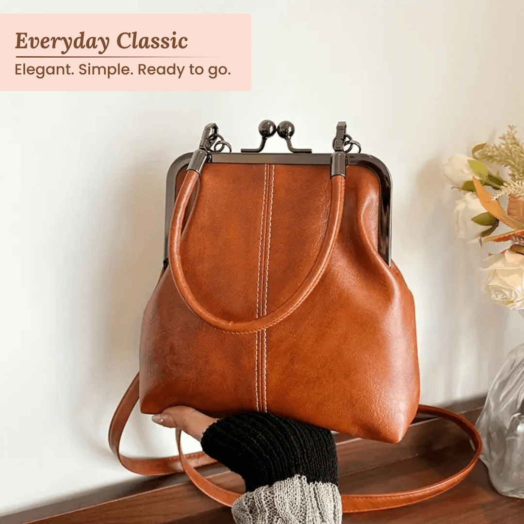 Vintage Frame Leather Handbag