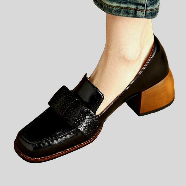 Synthetic Leather Square-Toe Knot Loafers