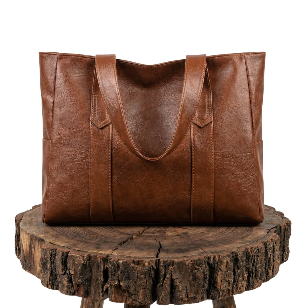 Minimal Oil-Wax Leather Tote Bag