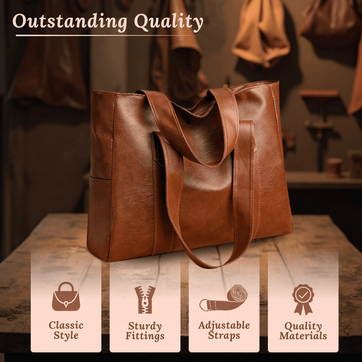 Minimal Oil-Wax Leather Tote Bag