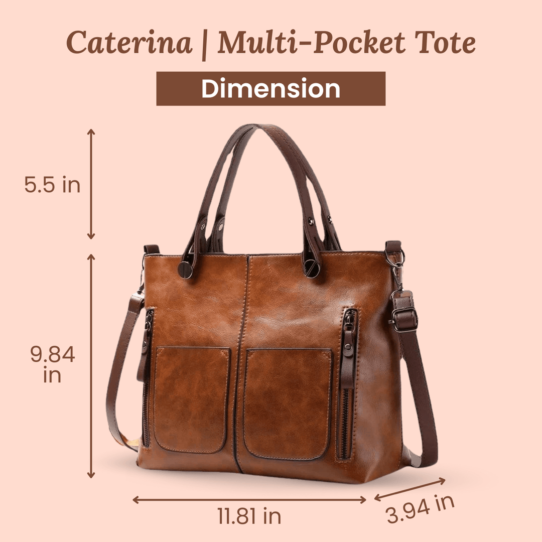 Twin-Pocket Leather Tote Bag