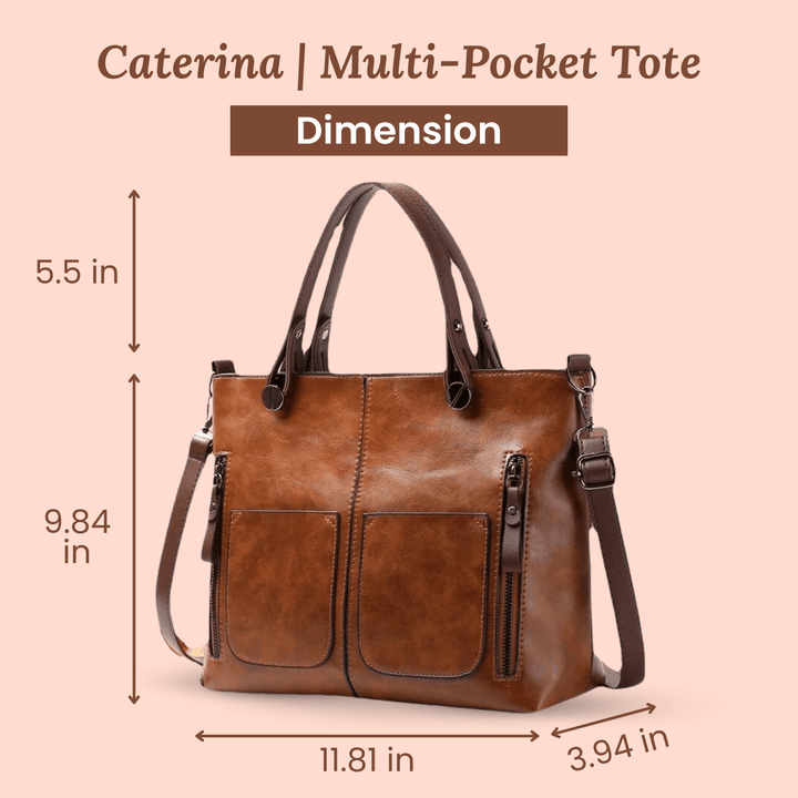 Twin-Pocket Leather Tote Bag