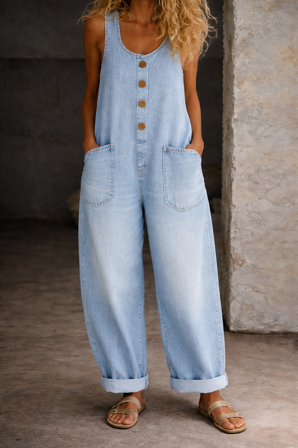 Vintage Washed Denim Overalls