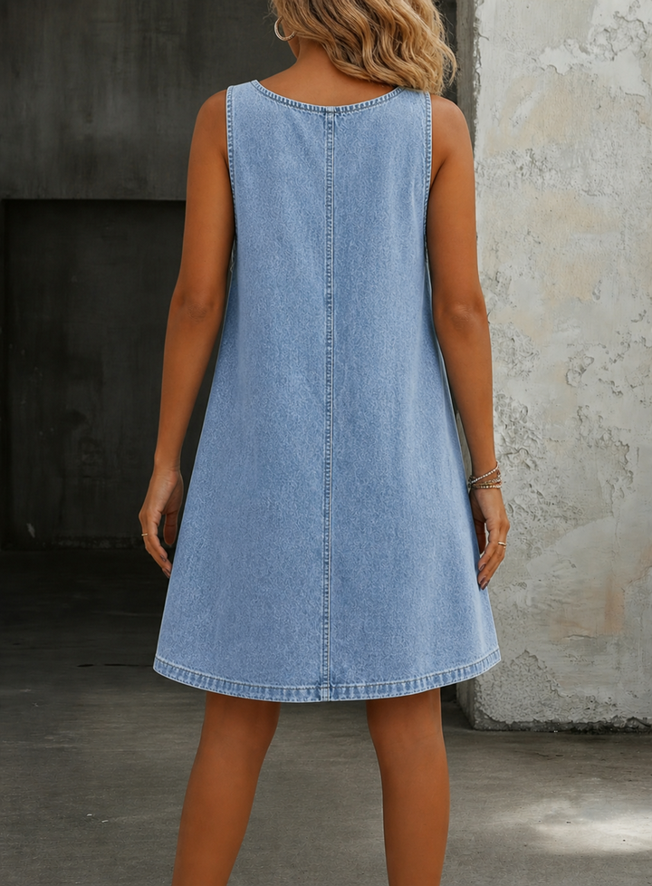 Casual Denim Overall Dress