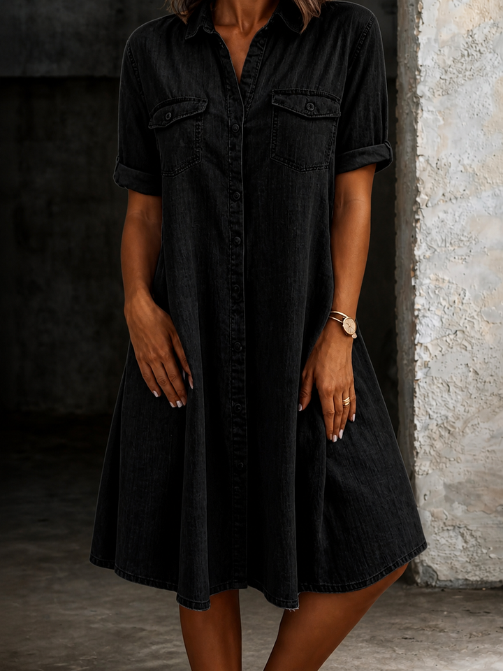 Casual Denim Style Midi Dress