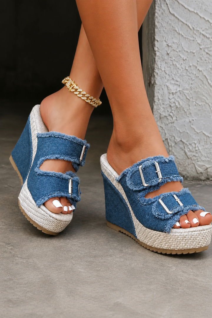 Fray Edge Wedge Sandals